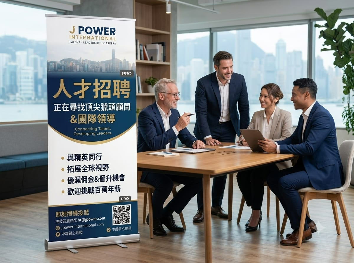 J Power International Enterprises Company Limited 顧問團隊與企業夥伴於會議室商討人才招募方案